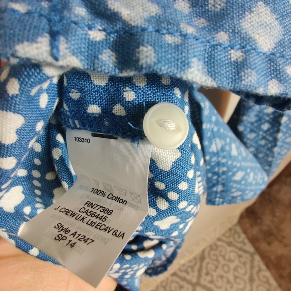 MADEWELL Blue & White Long Sleeve Diamond Print Thick Denim Blouse Shirt S - Picture 11 of 12